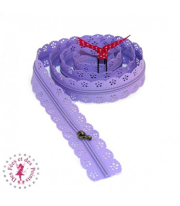 Fermeture éclair dentelle au mètre - Parme