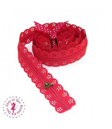 Fermeture éclair dentelle au mètre - Rouge