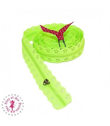 Fermeture éclair dentelle au mètre - Vert Flashy