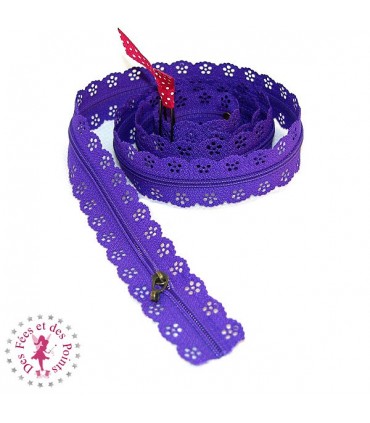 Fermeture éclair dentelle au mètre - Violet