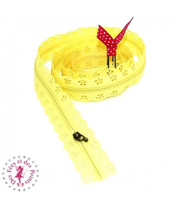 Fermeture éclair dentelle au mètre - Citron