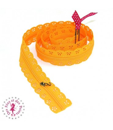 Fermeture éclair dentelle au mètre - Orange