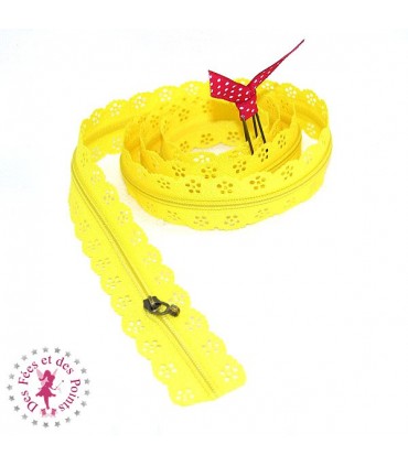 Fermeture éclair dentelle au mètre - Tournesol