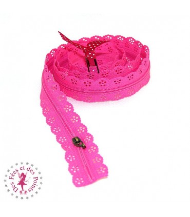 Fermeture éclair dentelle au mètre - Rose Flashy