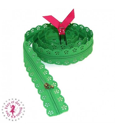 Fermeture éclair dentelle au mètre - Vert