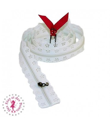 Fermeture éclair dentelle au mètre - Blanc