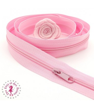Fermeture éclair nylon au mètre - Rose