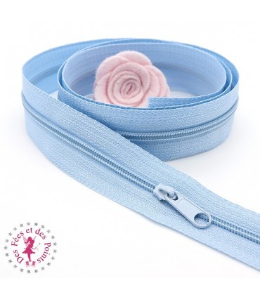 Fermeture éclair nylon au mètre - Bleu clair