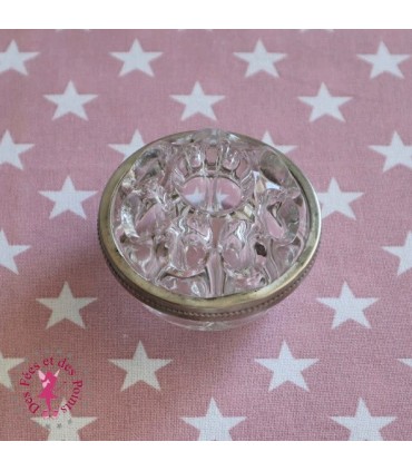 Pique Fleurs en verre N° 3 - Cerclage en métal argenté - Diamètre 8 cm