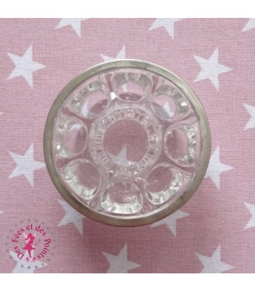 Pique Fleurs en verre N° 3 - Cerclage en métal argenté - Diamètre 8 cm