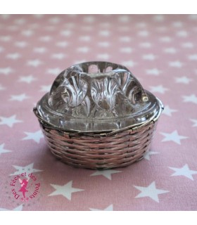 Pique Fleurs en verre - Panier argenté - Diamètre 8.5 cm