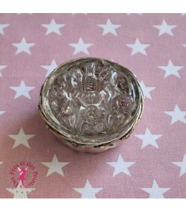 Pique Fleurs en verre - Panier argenté - Diamètre 8.5 cm