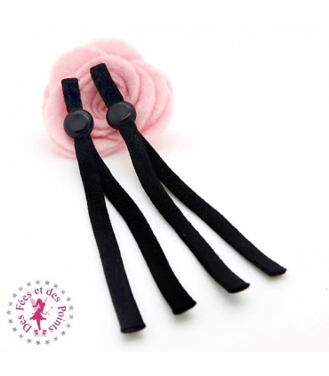Attaches élastiques douces pour masque avec pastille de réglage - Noir