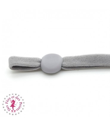 Attaches élastiques douces pour masque avec pastille de réglage - Gris