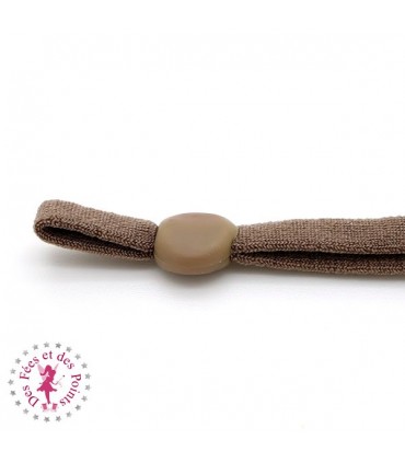 Attaches élastiques douces pour masque avec pastille de réglage - Taupe