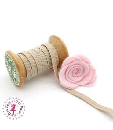 Elastique ruban plat - 6 mm - Beige