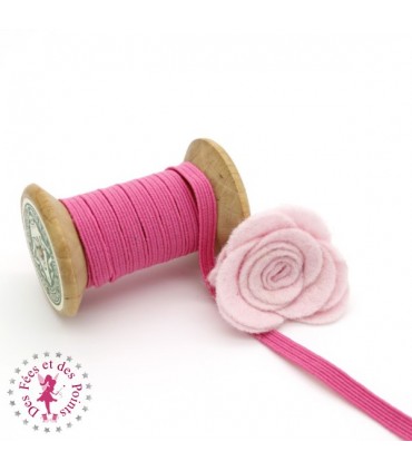 Elastique ruban plat - 6 mm - Rose