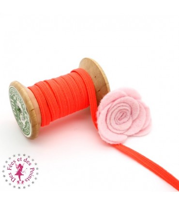 Elastique ruban plat - 6 mm - Orange fluo