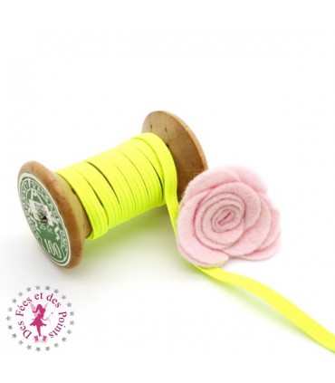 Elastique ruban plat - 6 mm - Jaune fluo
