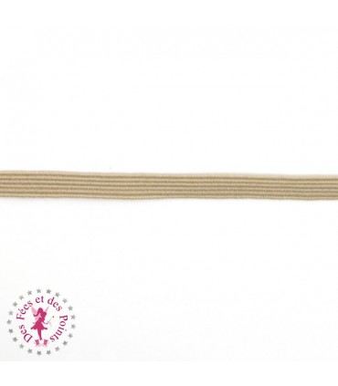 Elastique ruban plat - 6 mm - Beige