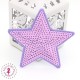 Etoiles en sequins / paillettes à thermocoller - 9 x 9 cm - Parme