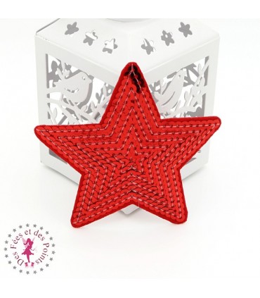 Etoiles en sequins / paillettes à thermocoller - 9 x 9 cm - Rouge