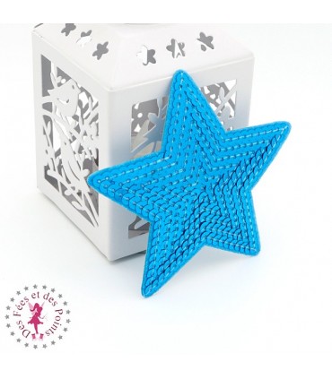 Etoiles en sequins / paillettes à thermocoller - 9 x 9 cm - Turquoise