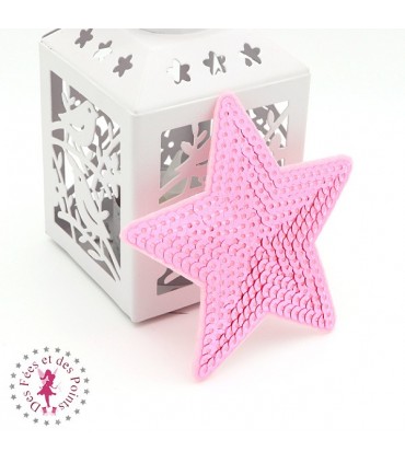 Etoiles en sequins / paillettes à thermocoller - 9 x 9 cm - Rose
