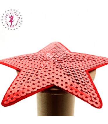 Etoiles en sequins / paillettes à thermocoller - 9 x 9 cm - Rouge