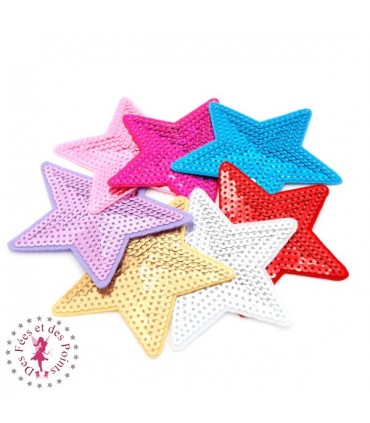 Etoiles en sequins / paillettes à thermocoller - 9 x 9 cm