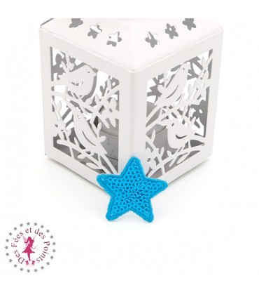 Etoiles en sequins / paillettes à thermocoller - 3.5 x 3.5 cm - Turquoise