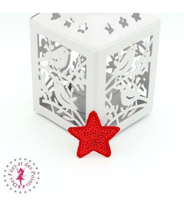 Etoiles en sequins / paillettes à thermocoller - 3.5 x 3.5 cm - Rouge