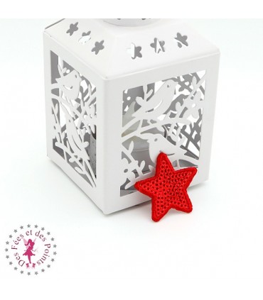 Etoiles en sequins / paillettes à thermocoller - 3.5 x 3.5 cm - Rouge