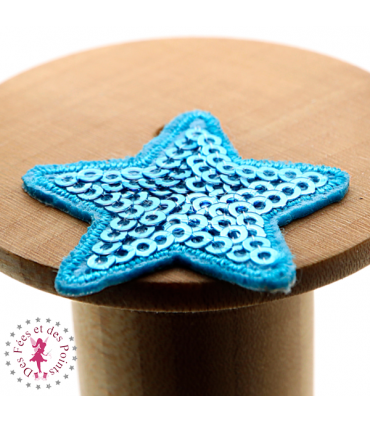 Etoiles en sequins / paillettes à thermocoller - 3.5 x 3.5 cm - Turquoise