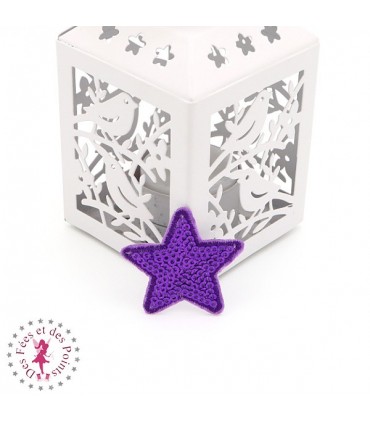 Etoiles en sequins / paillettes à thermocoller - 4 x 4 cm - Violet