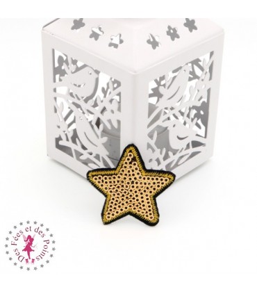 Etoiles en sequins / paillettes à thermocoller - 4 x 4 cm - Or