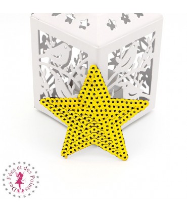 Etoiles en sequins / paillettes à thermocoller - 7 x 7 cm - Jaune