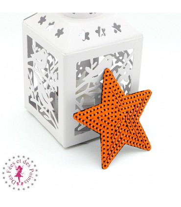 Etoiles en sequins / paillettes à thermocoller - 7 x 7 cm - Orange