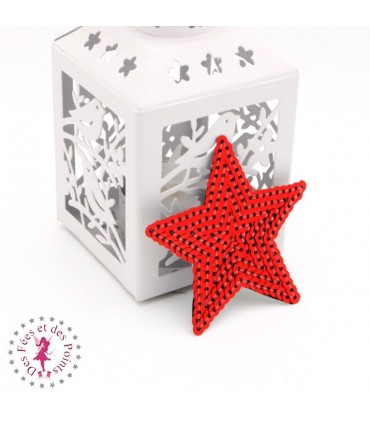 Etoiles en sequins / paillettes à thermocoller - 7 x 7 cm - Rouge