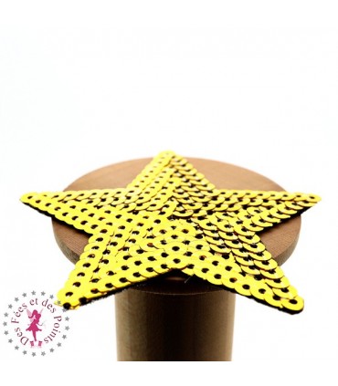 Etoiles en sequins / paillettes à thermocoller - 7 x 7 cm - Jaune