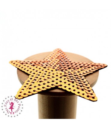 Etoiles en sequins / paillettes à thermocoller - 7 x 7 cm - Orange