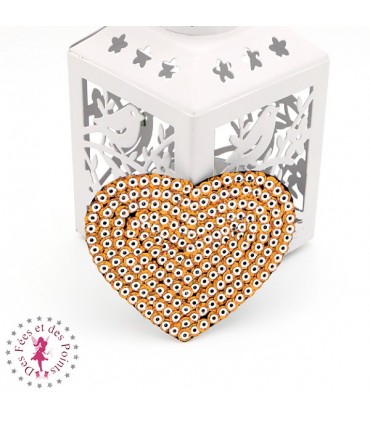 Coeurs en sequins / paillettes à thermocoller - 7 x 6 cm