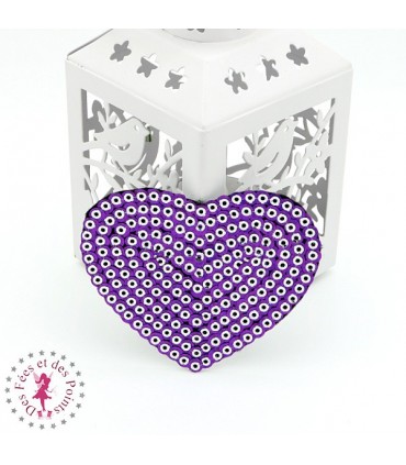 Coeurs en sequins / paillettes à thermocoller - 7 x 6 cm