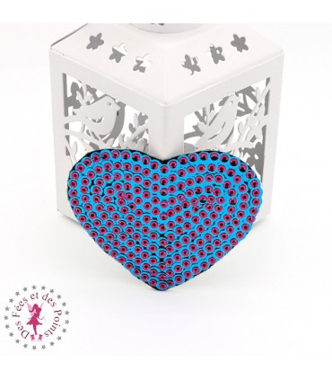 Coeurs en sequins / paillettes à thermocoller - 7 x 6 cm