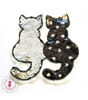 Chats en sequins / paillettes - motif reversible à coudre