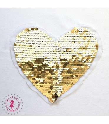 Coeur en sequins / paillettes - 25 cm - Or