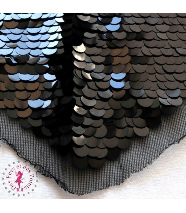 Coeur en sequins / paillettes - 25 cm - Noir
