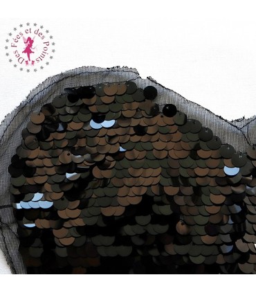 Coeur en sequins / paillettes - 25 cm - Noir