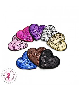 Coeurs en sequins / paillettes à thermocoller - 3.8 x 4 cm