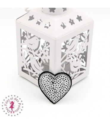 Coeur en sequins / paillettes à thermocoller - 3.8 x 4 cm - Argent